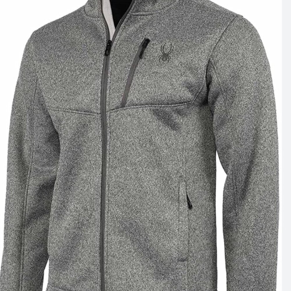 Mens Spyder Full Zip Fleece Jacket – XL – Heather Gray 🕷️❄️